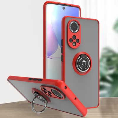 Obrázek produktu pro Pouzdro pro Honor 50 matné průsvitné TPU pouzdro s prstencovým držákem a stojánkem Červený