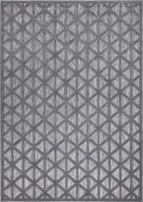 Produktbild von Teppich Outdoor Wetterfest - 140x200 cm - für Balkon, Terrasse, Flur - Geo-Muster in Anthrazit