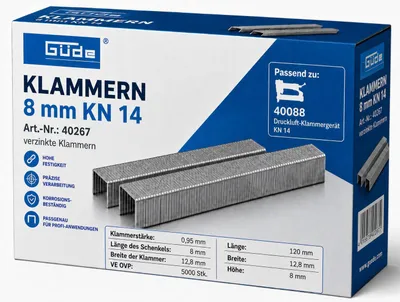 Produktbild von Güde Tacker Klammern 8 mm x 12,8 mm für KN 14, 5000 Stk.