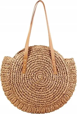 Produktbild von Strandtasche - Eko Strandtasche - Sommerhit - Strohtasche Einkaufen - Elegante Form - Raffiabast Tasche - Praktische Reißverschlusstasche