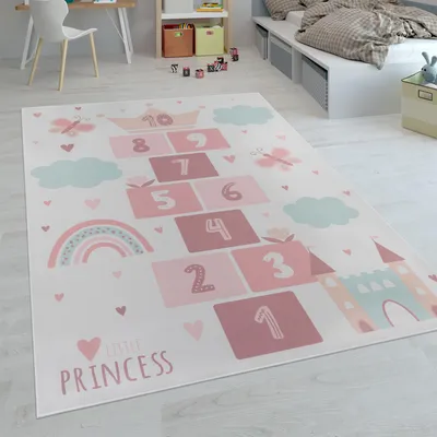 Produktbild von Kinder-Teppiche, Kurzflor-Teppiche für Kinderzimmer mit vers. Designs Spielteppiche Bunt Grösse 80x150 cm