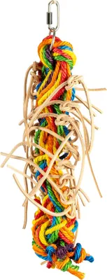 Immagine prodotto di Duvo+ Giocattolo per uccelli Shreddy con pendente in pelle e sisal
