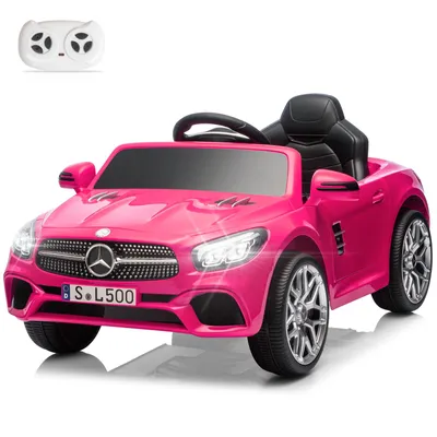 Image de LEADZM, voiture électrique pour enfants, modèle Mercedes-Benz SL500, voiture électrique pour enfants avec télécommande 2,4G, 12V, couleur rose