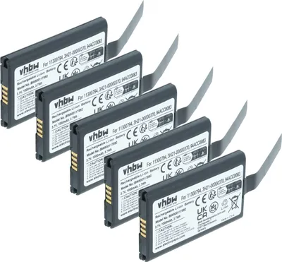 Produktbild von vhbw 5x Akku Ersatz für Datalogic 11300794, 3H21-00000370, 94ACC1368, 94ACC0083, 800065-56 für Barcodescanner POS (1000 mAh, 3,7 V, Li-Ion)