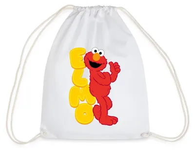 Produktbild von Spreadshirt Sesamstraße Elmo Mit Schriftzug Turnbeutel, One size, Weiß