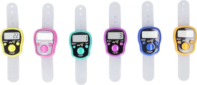 Produktbild von 6 Stück elektronischer Fingerzähler, tragbar, leicht, verstellbar, Ringklicker mit LED-Licht