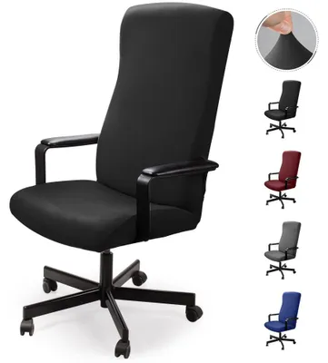 Immagine prodotto di Set di coprisedie da ufficio, elasticizzati, lavabili, 2 pezzi, colore nero, adatti a sedie girevoli e moderne sedie da ufficio