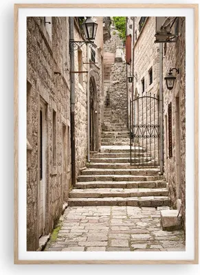 Produktbild von Gerahmtes Poster - Rahmen in heller Eiche - Treppen Kroatien Dubrovnik - 70x100 cm - Wand Bild - Wanddeko - Wandbilder - Kunstposter - Wandposter - Bilderrahmen - Bilder - P2NPA70x100-5148
