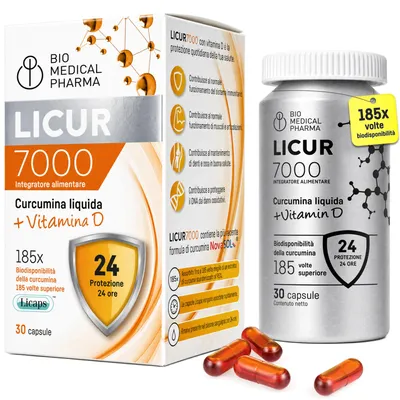 Immagine prodotto di Curcuma Capsule con Vitamina D3 - Curcumina NovaSOL, 30 Capsule