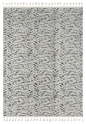 Obrázok produktu pre MY-RUG Koberec, Leah, 240x190, bielo-čierny, koberec s vysokým vlasom, 3D dizajn, boho štýl, moderný koberec so strapcami, obdĺžnikový