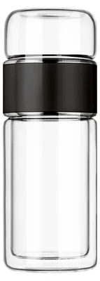 Gläserne Teeflasche mit Edelstahlfilter, 350 ml, doppelwandig
