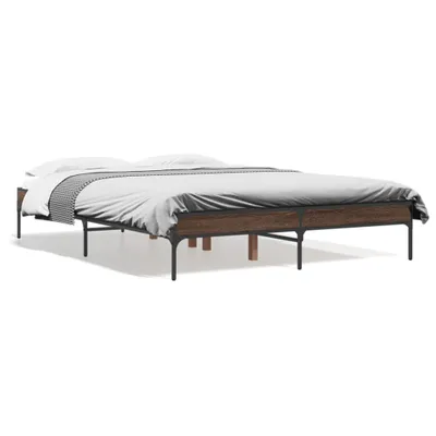 Zdjęcie produktu dla vidaXL Rama łóżka dąb brązowy 135x190 cm materiał drewnopochodny metal