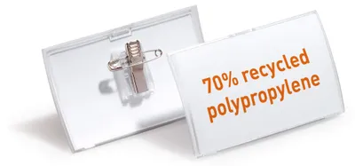 Zdjęcie produktu dla DURABLE Identyfikator CLICK FOLD rPP 54x90 mm z kombi-klipem, Przezroczysty, 821419, 25 szt.