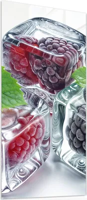 Produktbild von Glasbild 55x110cm in XXL für Wohnzimmer, Schlafzimmer Motiv Eiswürfel Beerenmix