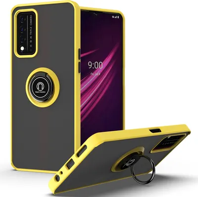 Produktbild von T-Mobile REVVL V+ 5G Hülle, Ring Halter Ständer Matte Transluzent TPU Rahmen Stoßfest Schutzhülle für T-Mobile REVVL V+ 5G Gelb