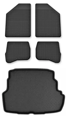 Zdjęcie produktu dla Dywaniki gumowe + mata bagażnika do Toyota Corolla E11 1997-2001 (sedan) – czarne, dobierane – Wielganizator Semi-Universal