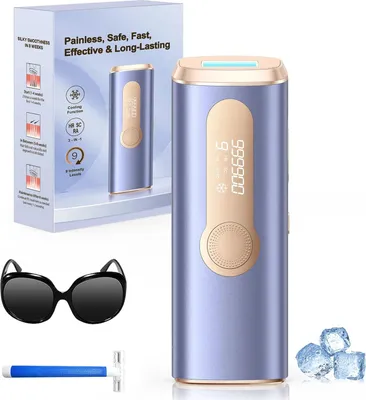 Produktbild von IPL Haarentferner 990000 Lichtimpulse - Laser Epiliergerät - Dauerhafte Haarentfernung - Für Gesicht und Körper - Schmerzfrei - 3 Stufen - EU Stecker - Lila
