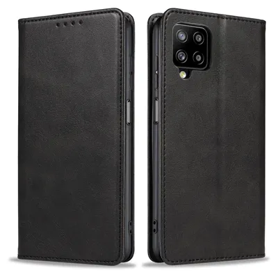 Produktbild von Handyhülle für Samsung Galaxy A12 Kunstleder Flip Cover Hülle Klapphülle Case Kartenfach Farbe: Schwarz