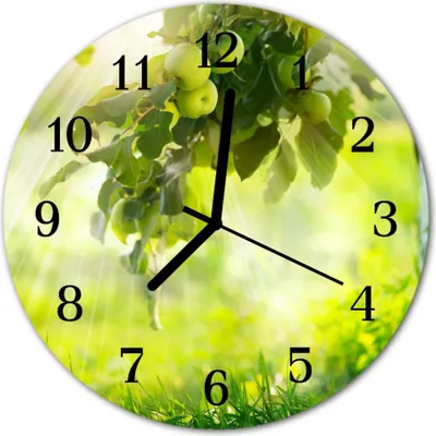 Produktbild von Glasuhr Wanduhr Küchenuhr Echt-Glas 30fi cm Apfelbaum grün
