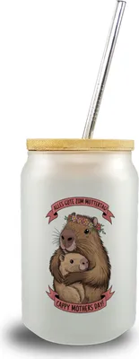 Produktbild von Capybara - Alles Gute zum Muttertag Trinkglas mit Bambusdeckel