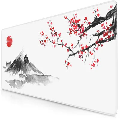 Imagen del producto de Alfombrilla para ratón Titanwolf Gaming XXL, 900 x 400 x 3 mm, superficie para escritorio, lavable, base antideslizante, velocidad y precisión, diseño Ink Sakura 4