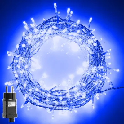 LED-Lichterkette 300 LEDs 15 m IP44 blau transparentes Kabel