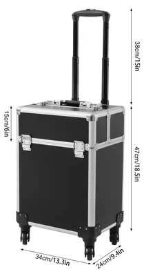 Produktbild von Make-up-Koffer – Multifunktionaler Rollkoffer – 4,6 kg – Schwarz, PVC – Professioneller Kosmetik-Trolley