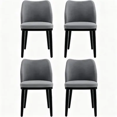 Imagen del producto de Juego de 4 sillas de comedor, tapizadas en terciopelo, con patas de madera, color gris oscuro, para cocina