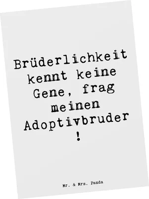 Produktbild von Mr. & Mrs. Panda Postkarte Spruch Adoptivbruder Liebe - Weiß - Geschenk, Fotokarte, Dankeschön, Aufmerksamkeit, Ansichtskarten, Geschwisterliebe, Lächeln, handgemacht