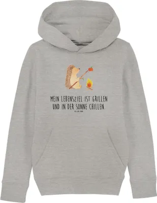 Produktbild von Mr. & Mrs. Panda Kinderpullover Igel Grillen 5-6 Jahre (110/116) - Heather Grey - Geschenk, Motivation, Hoodie, Pullover, Sinn Des Lebens, Kapuzenpullover, Spruch, Ziele