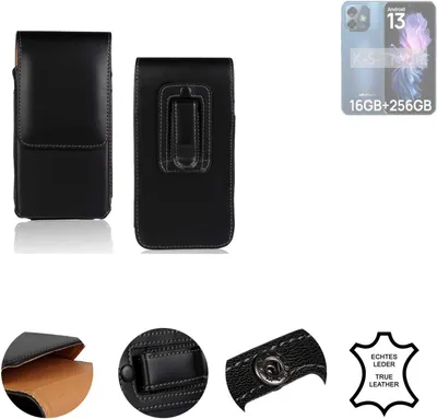 Produktbild von K-S-Trade Holster Gürteltasche Handy Hülle Schutzhülle kompatibel mit Ulefone Note 16 Pro Handyhülle Leder schwarz, 1x
