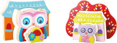 Immagine prodotto di Small Foot 10160 Holzpuzzle 3D Puzzle Eule, bunt, 2-teilig (1 Set)