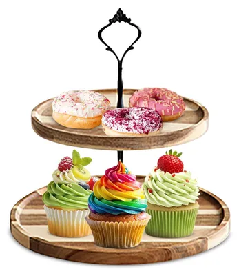 Holz Cupcake-Ständer, 2/3-stufig, rund, für Teeparty
