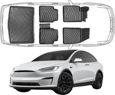 Produktbild von 3D Fußmatten & Kofferraumwanne Auto Set Kompatibel mit Tesla Model X 5 Sitzer 2015 - 2024