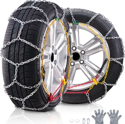 Produktbild von VEVOR Schneeketten Reifenketten aus Mangan-legierter Stahl, Notfall-Traktionsketten, 2 Stk. 645/605 mm universal Auto Schneeketten Schwerlast Notfallzugketten für Autos Pickups SUVs Lkws,