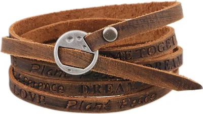 Produktbild von Mehrschichtiges Kunstlederarmband Vintage Handgelenkband Längenverstellbar Schnalle Buchstaben Design Punk Gürtel Armreif Armband Männer Geschenk