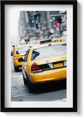 Produktbild von New Yorker Taxis im Großstadtstau– Wandbild mit Rahmen – Gerahmtes Bild  – Wanddekoration – 40x60 cm –  Schwarz