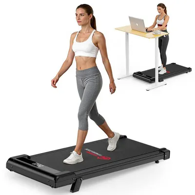 Produktbild von Tragbar Laufbänder mit Steigung, Klappbares Laufband, Bürstenloses Laufband bis 6 km/h, LED-Display, Fernbedienung, ultrakompakt, Stoßdämpfung, Schwarz