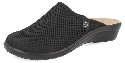 Produktbild von Fly Flot Damen Hausschuh Pantoffel Keilabsatz Mesh uniarben 330057, Größe:36 EU, Farbe:Schwarz