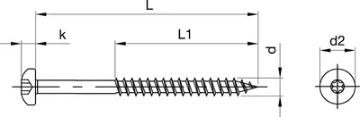 Produktbild von Spanplattenschraube Halbrundkopf 6.0x120 Teilgewinde Torx 25 Edelstahl A2