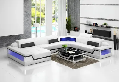 Produktbild von Ledersofa Ecksofa U-Form Modernes Sofa Wohnlandschaft Ledercouch Ecksofa Polster