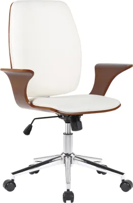 Produktbild von CLP Bürostuhl Burbank Höhenverstellbar walnuss/weiß Material Kunstleder