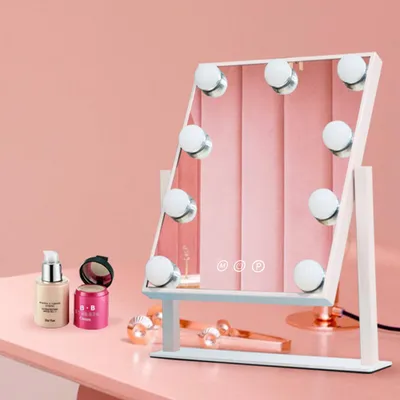Produktbild von Kosmetikspiegel, Beleuchtung Schminktischspiegel mit 9 Dimmbare LED, 3 Farbtemperatur Licht, 360° drehbar, Touch Steuerung