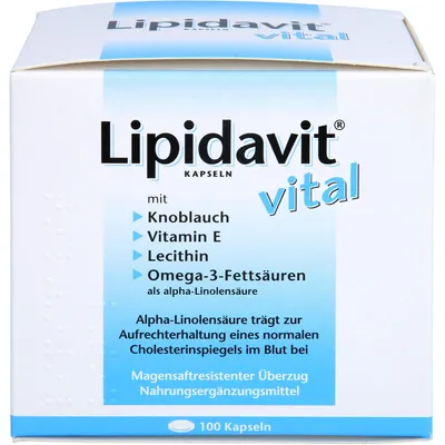 Zdjęcie produktu dla Kapsułki Lipidavit vital przyczyniają się do utrzymania prawidłowego poziomu cholesterolu we krwi, 100 kapsułek