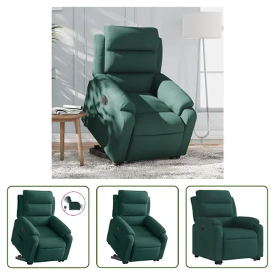 Image de The Living Store Fauteuil relax releveur électrique Vert foncé velours