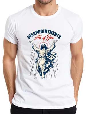 Zdjęcie produktu dla Koszulka męska "Disappointments All of You Jesus Lustig", biała, rozmiar XXL