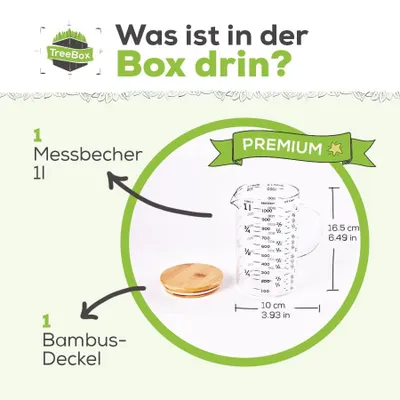 Obrázek produktu pro TreeBox odměrka – sklo – 1 l – s bambusovým víčkem