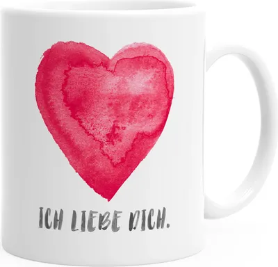 Produktbild von Kaffee-Tasse Herz Spruch Ich liebe dich Geschenk Freundin Freund Ehemann Ehefrau Valentinstag Weihnachten Moonworks® weiß Keramik-Tasse