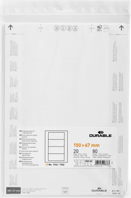 Produktbild von Einsteckschild für Logistiktasche 150x67mm weiß Beutel VE=10x80 Stück