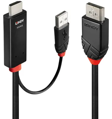 Produktbild von Lindy 41498, 1 m, HDMI + USB Type-A, DisplayPort, Männlich, Männlich, Gerade